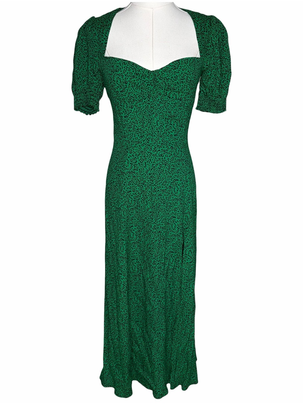 New with Tags Reformation Lacey Jitterbug Green Maxi Dress Side Slit